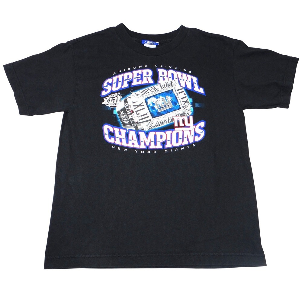 New York Giants Super Bowl XLII Champions Black Reebok T‎ Shirt Men's Size L